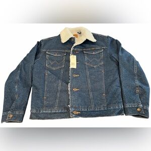 Wrangler Mens Sherpa Lined Denim Cowboy Cut Jacket  Size Small Western Ranch NWT